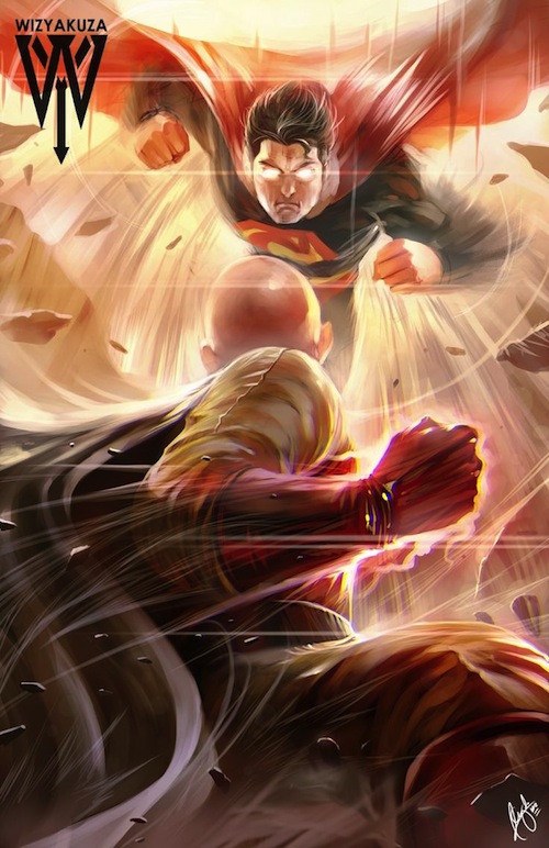 Kumpulan Fan Art Sugoi Ini Menampilkan Saitama Melawan Para Superhero Marvel & DC! - wizyakuza