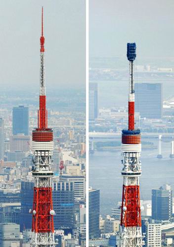 Tokyo Tower menyusut ketinggiannya karena gempa