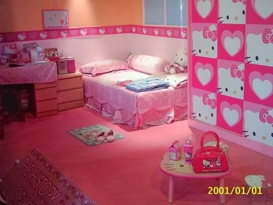 Inilah desain kamar  tidur terbaru bertema Hello Kitty yang 