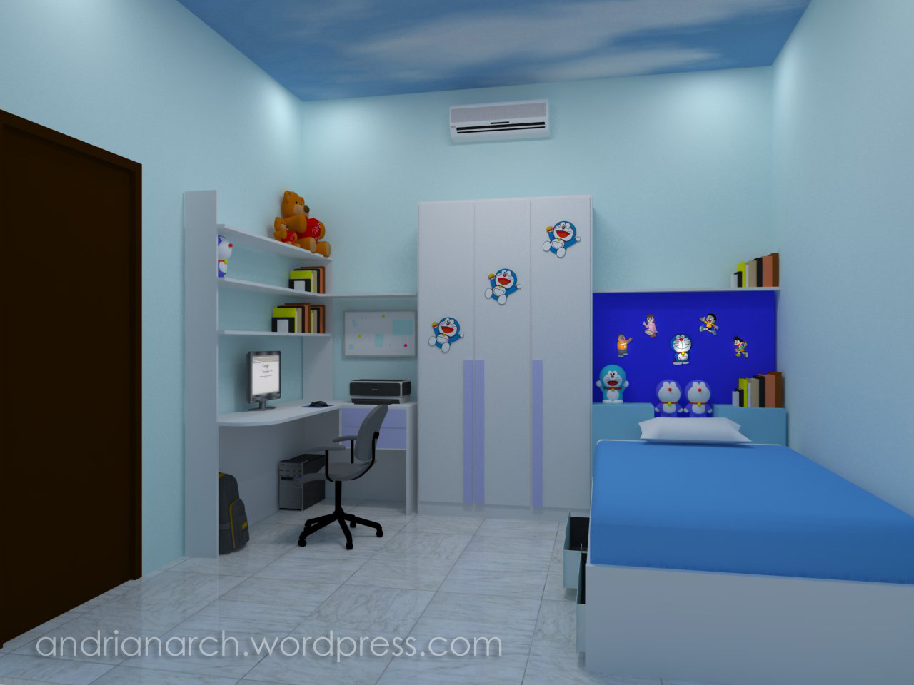 Desain Kamar Tidur Doraemon Sederhana Interior Rumah