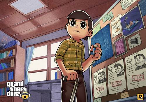 Para karakter dari Doraemon terlihat tumbuh dewasa dalam parodi Grand Theft Auto buatan fans (6)