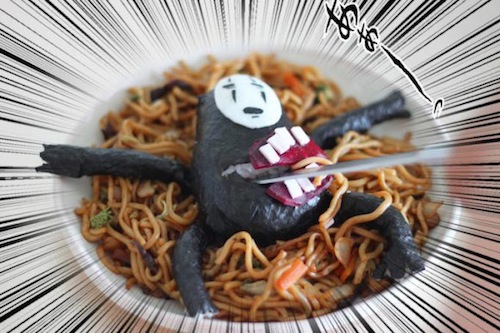No-Face dari 'Spirited Away' Mau Melahap Makan Siangmu! Buat Sendiri Yakisoba No-Face-mu, Yuk!