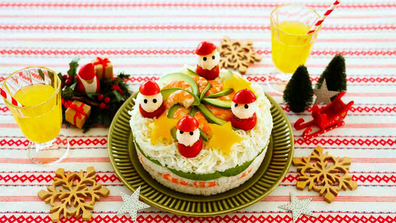Sushi cake, kue Natal dari sushi yang menjadi hidangan laris pada musim liburan di Jepang