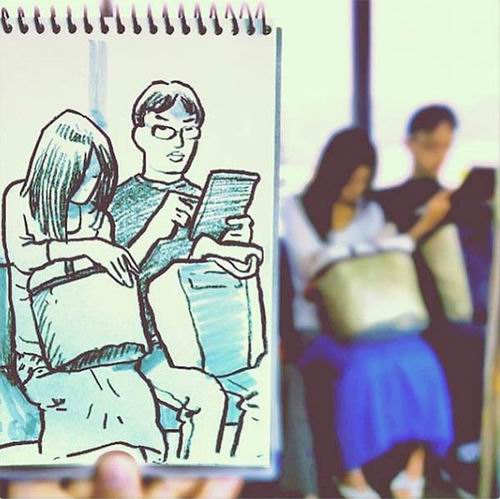 Pemandangan kehidupan sehari-hari diubah oleh ilustrator Jepang menjadi sketsa yang unik (3)