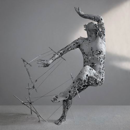Sugoi! Seniman Jepang kombinasikan seni patung kawat dan seni digital dari tubuhnya! (7)