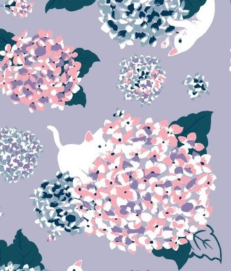 Kimono Musim Panas Tampilkan Desain Kucing Bermain Dengan Bunga 2