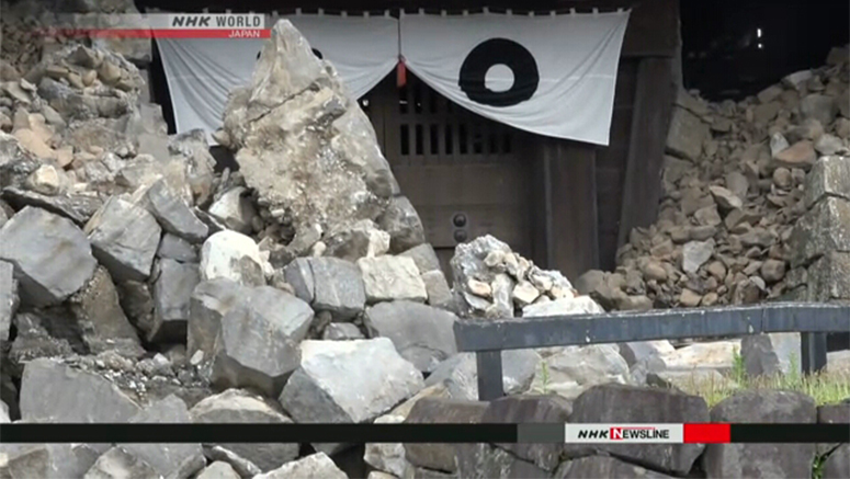 Kerusakan Kastil Kumamoto Diperlihatkan Kepada Media