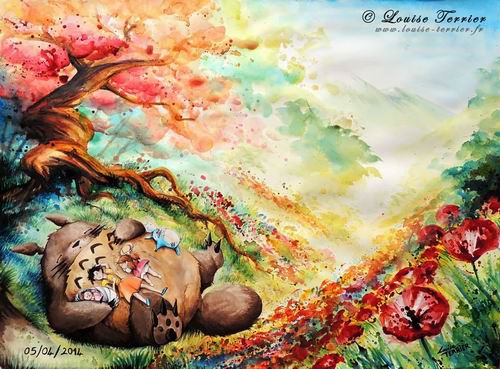 Lukisan Cat Air Karya Seniman Perancis Terinspirasi Dari Studio Ghibli (3)