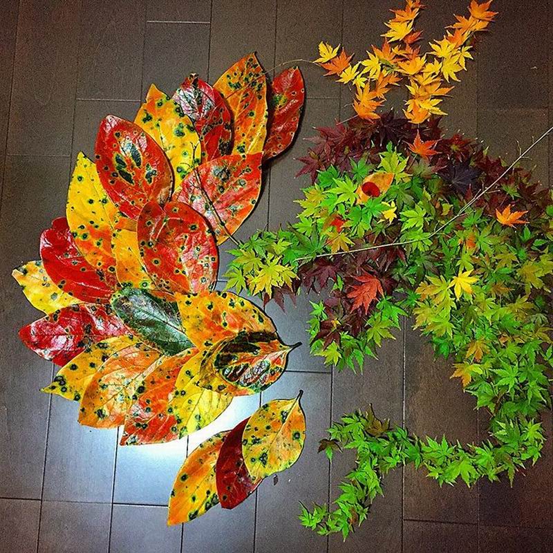 Di Jepang, Daun-daun yang Berguguran Diubah Jadi Karya Seni