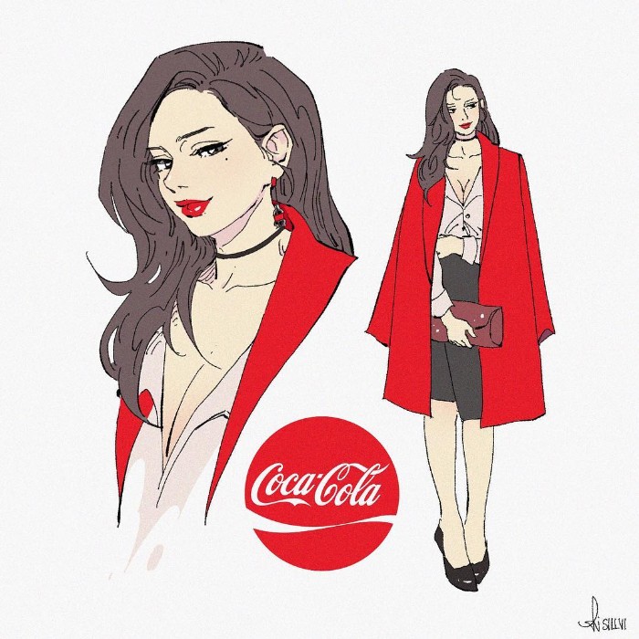 Coca-cola, seniman asal Kanada membuat bran terkenal menjadi karakter anime yang keren (Instagram: silvi_illustrations)