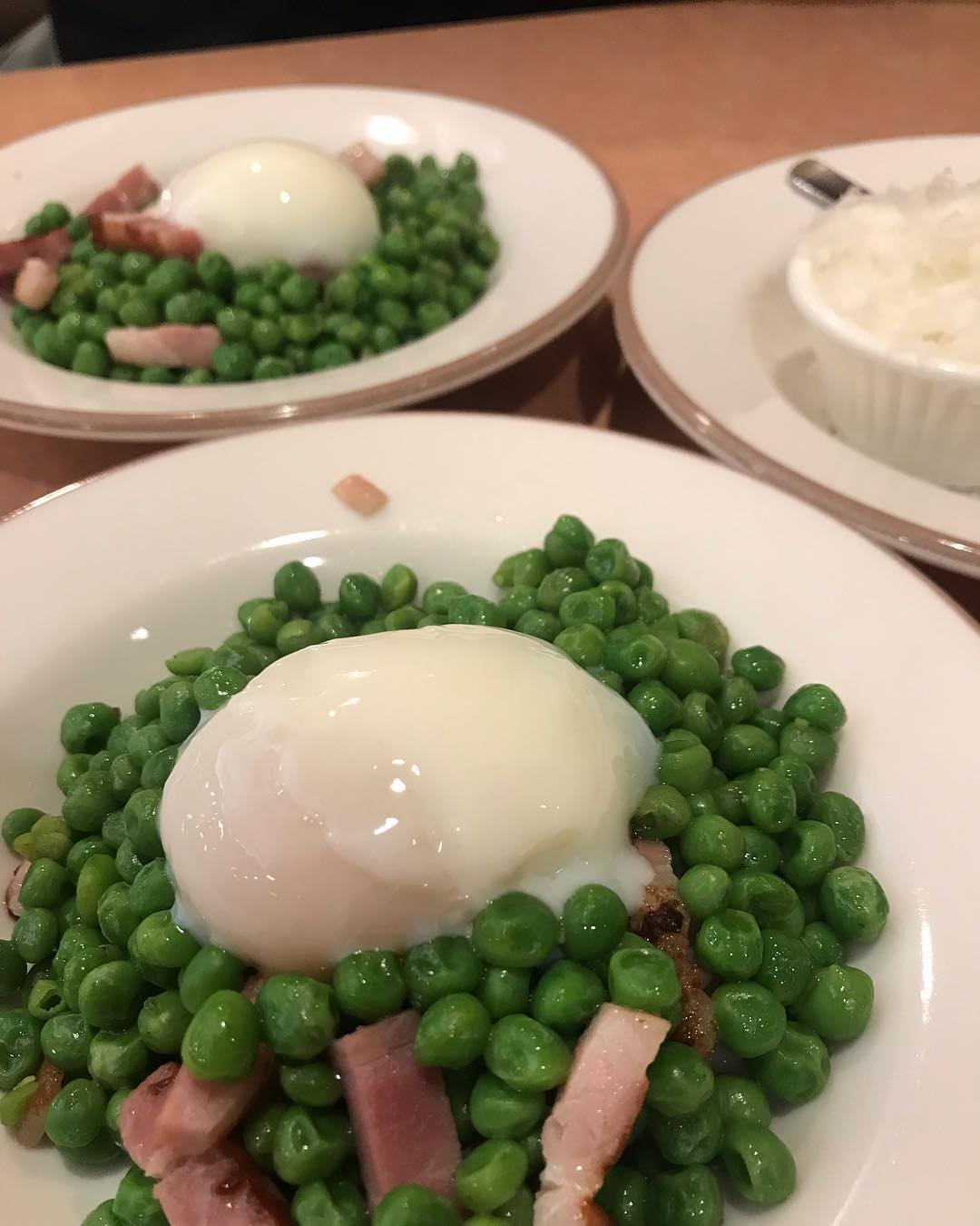 Green Peas with Bacon & Egg