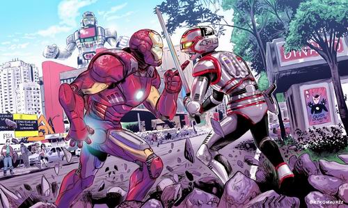 Inilah fan art Marvel Super Heroes Vs. Tokusatsu Heroes yang super keren!