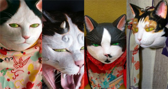Sugoi! Seniman Jepang membuat topeng kucing yang keren juga seram! (1)