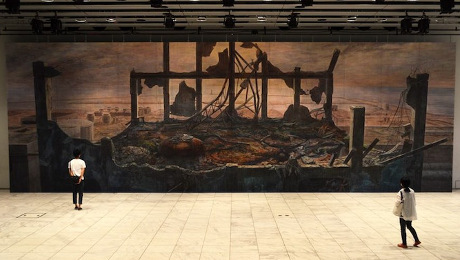 Terinspirasi Tsunami, Seniman Jepang Bikin Lukisan Raksasa